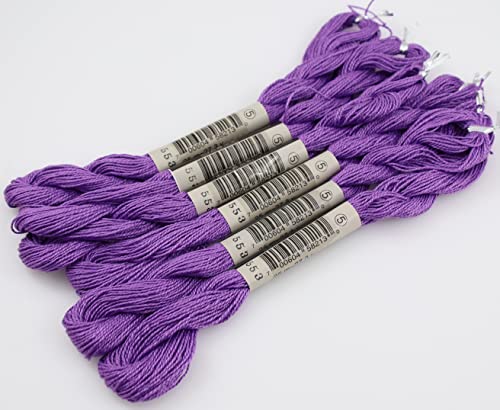 KCS 25 M/Skein Mercerized Pearl Cotton Crochet Needlepoint Thread,Size 5,6 skeins,Violet - color: Violet