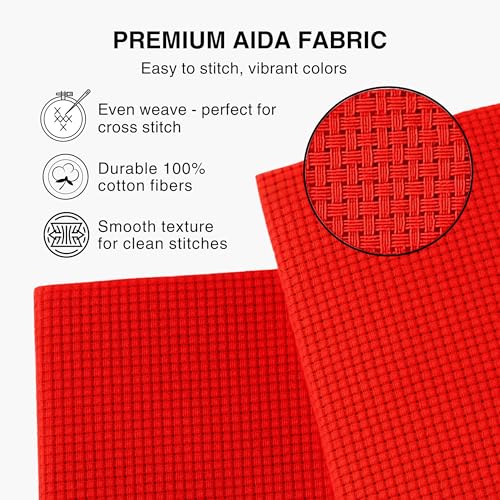 6 PCS Colorful Aida 14 Count Cross Stitch Fabric Set – 12x18 Inch Multicolor Cotton Embroidery Material Fabric Premium Aida for Needlework Embroidery Cloth Kit for DIY Projects & Crafts - color: 6 Colors