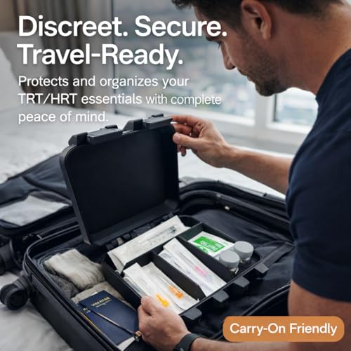 2-Slot HRT TRT Storage Case for 10ml Vials – Holds Syringes, Needles & Alcohol Wipes – Compact Travel Organizer for Hormone Therapy or Wellness Kits