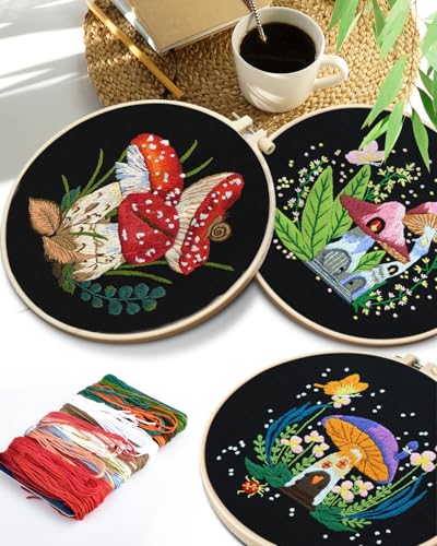 TINDTOP Embroidery Kit for Adult, Mushroom Embroidery Stitch Practice kit - color: Mushroom