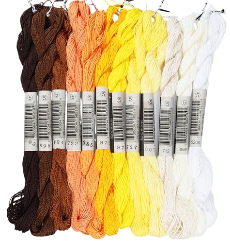 KCS 328 Yards(300 Meters) Mercerized Pearl Cotton Crochet Needlepoint Thread,Size 5, 12 skeins,Mixed Color 06 - color: 12color06, size: 12 skeins