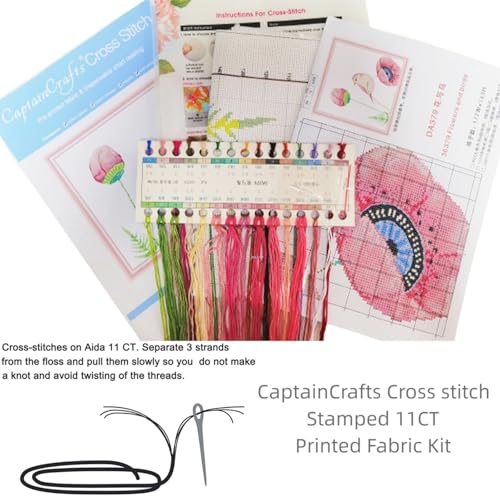 CaptainCrafts Stamped Cross Stitch Kits for Adults Printed 11CT Needlework - color: Music City-Romantic Cello, style: Stamped 11CT