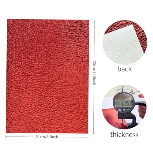 8 Pcs Metallic Lichi Texture Faux Leather Sheets, 8.3" x 11.8" Shiny Colored PU Leather for Hair Bows Jewelry Making - color: Lychee-colorful