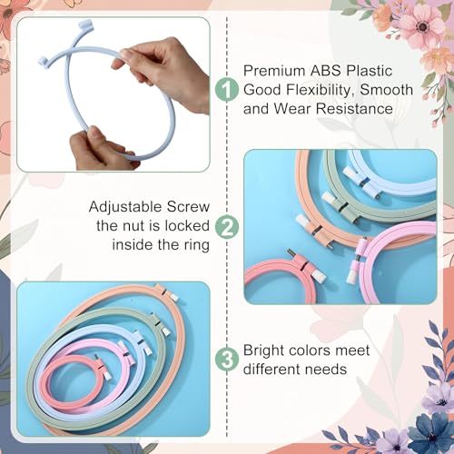 Tigeen 5 Pcs Embroidery Hoops, 5 Sizes ABS Plastic for Sewing, Oval - style: Oval