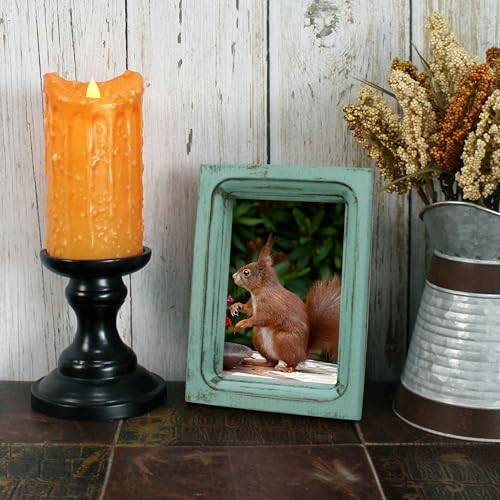 CVHOMEDECO. 4x6 Picture Frame Made of Solid Wood High Definition Glass Rustic Vintage Designs Small Photo Frame for Tabletop Display and Wall Mounting, Distress Blue - color: Distress Blue A, size: 4" X 6"