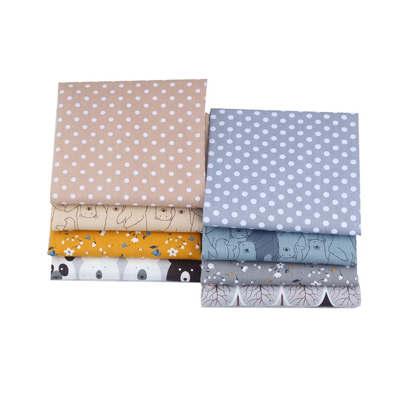 AMORNPHAN ฺFlower And Bear Animals Cartoon Printed 100% Cotton Quilting Bundles Fabric for Patchwork Needlework DIY Handmade Sewing Crafting Precut Face Mask 16x20 Inches Set of 8 Pieces (Bear&Flower) - color: Bear&flower