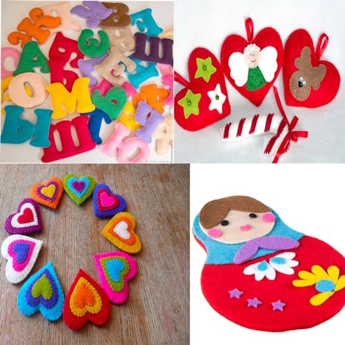 HaoFeiJH Red Felt Fabric Sheets - 6PCS Felt Squares - 8x12 1 Colors Soft Felt Squares, 1.5mm for Sewing, Patchwork, Decoration, Embroidering, Book, DIY Craft - color: 0-red