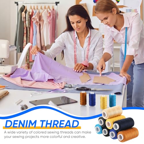 Glicraft 8 Colors Denim Thread 164 Yard, Jeans Sewing Thread 203 for Canvas
