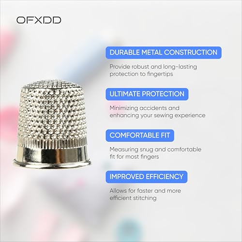 Metal Thimble Finger Protectors - Pack of 5 - Stainless Steel Thimbles - Hand Protector for Sewing