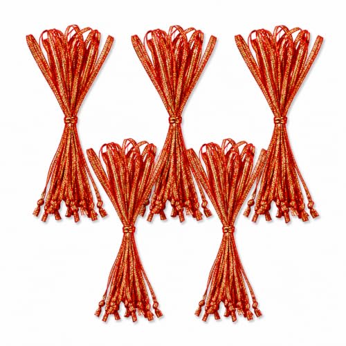 Mandala Crafts Red & Gold Christmas Ribbon Ornament Hangers Loops, 100 PCs - color: Red and Gold