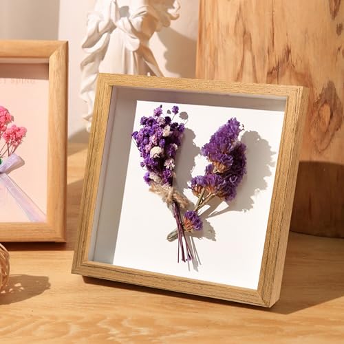 8x8 Shadow Box Frame Original wood Shadow Box Display Case 3 Pack Picture Frames Glass Surface Internal Depth 0.6 inch for Wall Or Tabletop - color: Dark Wood, size: 8x8 inch