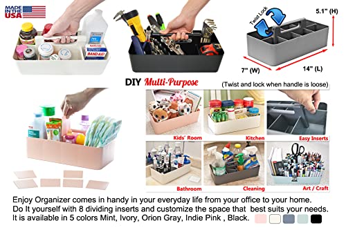 2 PACK Portable DIY 8 Dividers Durable Plastic Tote Tool & Supply Cleaning Caddy with Handle Made In USA (Royal Purple) - color: Royal Purple
