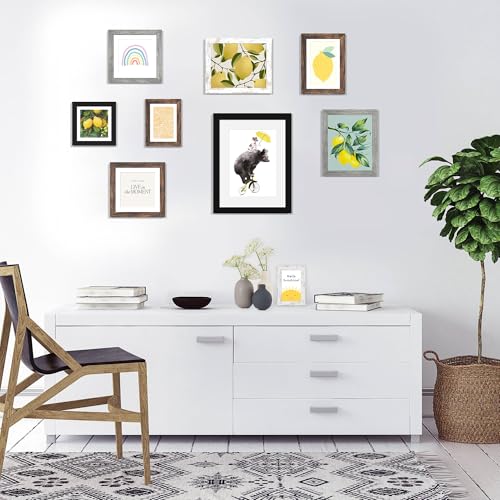 Hongkee 6x9 Picture Frame with Real Glass Wood Frame, 1 Pack (with Mat 5x8) - color: Rustic Brown, size: 6X9 in