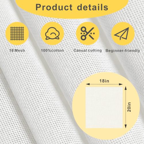 4 Pack 18 Mesh Needlepoint Canvas,18x20 Inch - color: White-18x20INCH