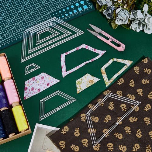 NBEADS 6Pcs Acrylic Quilting Templates Set, Trapezoid Cutting Ruler Template with Hinged Rings Transparent Sewing Guides 0.6x1.5 inch to 2.8x6.4 inch for Fabric Marking and Craft Design - style: Trapezoid