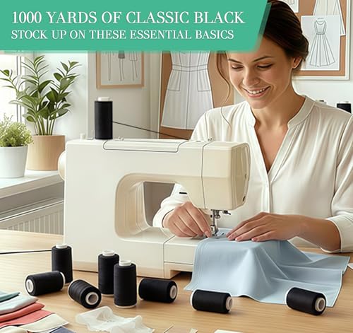 2PCS Thread - 1000 Yard Black All Purpose Thread - color: Black(2PCS)