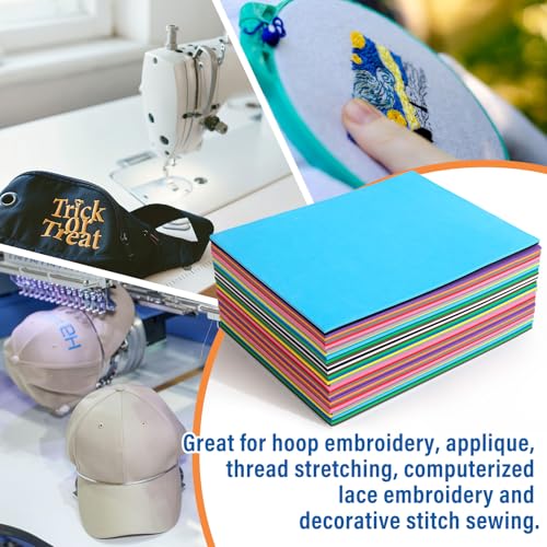 Hahafelt 30 Pcs 9″x12″ Large Embroidery Foam 3D Puffy Foam 3MM with 1 Roll 12" x 50 yd Tear Away Machine Embroidery Stabilizer Backing for Caps, Garments, Jackets, Bags, Hand Sewing