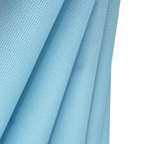 14CT Aida Cloth - 30x35 Inch Cross Stitch Fabric for Embroidery, Pre-Cut Needlework Material, Acid-Free, Durable Weave(Light Blue) - color: Light Blue