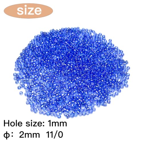 GLRXMX 2100Pcs Glass Beads 2mm Round Seed Beads for Jewelry Making - color: DenimBlue