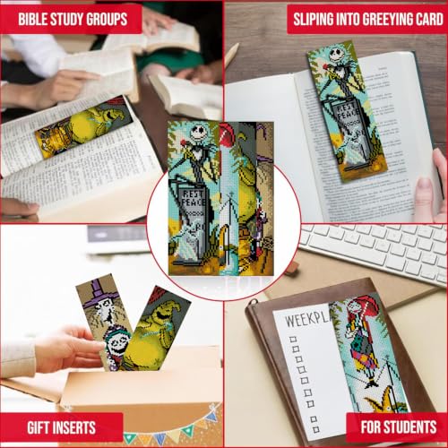 4 Pack The Nightmare Before Christmas Cross Stitch Bookmark Kits for Adults - color: Halloween Cross-Stitch Bookmark - 1