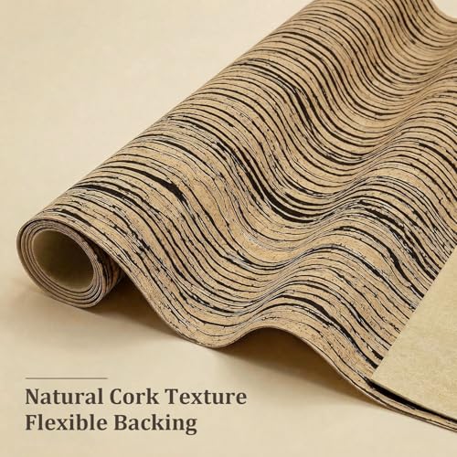 SorenCut Cork Fabric by The Yard,Cork Fabric for Sewing with Black Coffee Surface,12 * 52 Inch Larger Size for Handcrafts,Cutting DIY Projects - color: Black Coffee