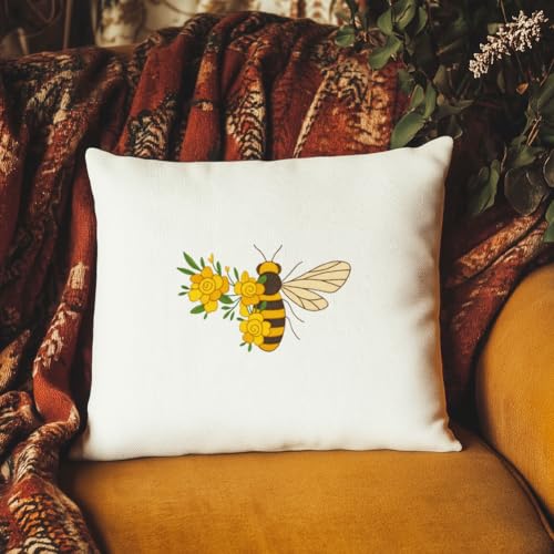 ORIGACH 4 Sheets Water Soluble Embroidery Patterns Stabilizers - Pre-Printed Bee & Flower Designs - Stick and Stitch Embroidery Paper Hand Sewing Stabilizers for Embroidery Beginners - color: Bee & Flower