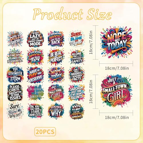 24 Sheets Funny Sarcastic Iron on Transfers for T-Shirts