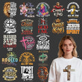 Rngmsi Dtf Transfers Ready to Press - 20 Pcs Christian Iron on Patches for T-Shirts, Bible Verse Iron on Stickers, Religious Heat Transfer Vinyl Decals for DIY Fabric Clothes Decor - style: Christian