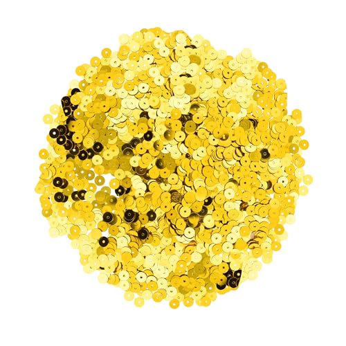 Mandala Crafts 6mm Flat Round Gold Sequins for Sewing Embroidery - color: Gold, size: 6mm Flat Sequins