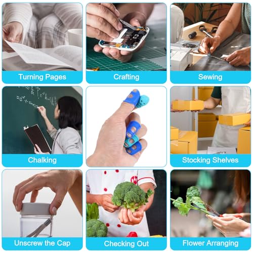 16 Pcs Finger Tips, Silicone Finger Tip Protectors Rubber 4 Sizes Guitar Fingertip Protector Rubber Anti-Slip Breathable Cover for Paper Sorting Money Counting Sewing Guitar Playing