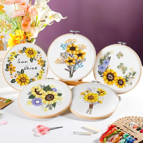 wtisan 5 Pack Embroidery kit for Beginners Adults DIY Starter Kit - color: KIT 03
