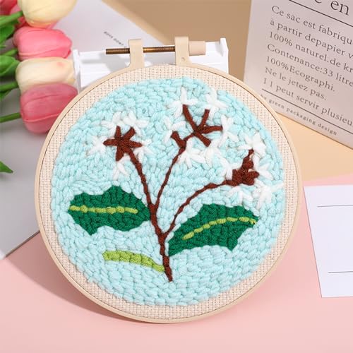 Allazone 4 PCS Punch Needle Kit, Embroidery Kit for Beginners Adults, Punch Needle Embroidery Kit, Handcraft Punch Needle Kits, Love and Flowers - color: love