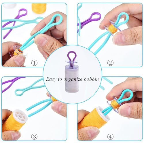 50 PCS Sewing Bobbin Thread Holders,Sewing Thread and Bobbin Organizer Holder Accessories and Supplies for Craft Embroidery Plastic Thread Clamps Spools Organizers,Colorful Ramdon 6,LXLVOUEG - color: 6 Multi-Colors-50PCS