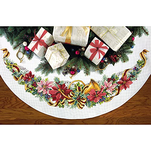 Dimensions Counted Cross Stitch Tree Skirt Kit, Holiday Harmony, 11 Count White Aida, 45'' - color: Holiday Harmony