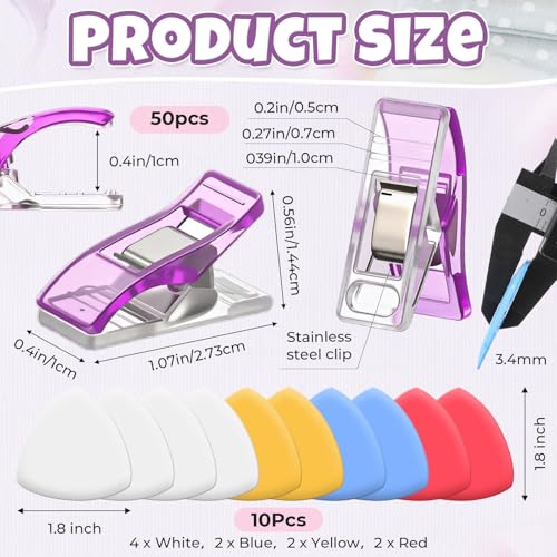 YooNotee 10 Pcs Tailors Chalk and 50 Pcs Sewing Clips Set, Fabric Markers