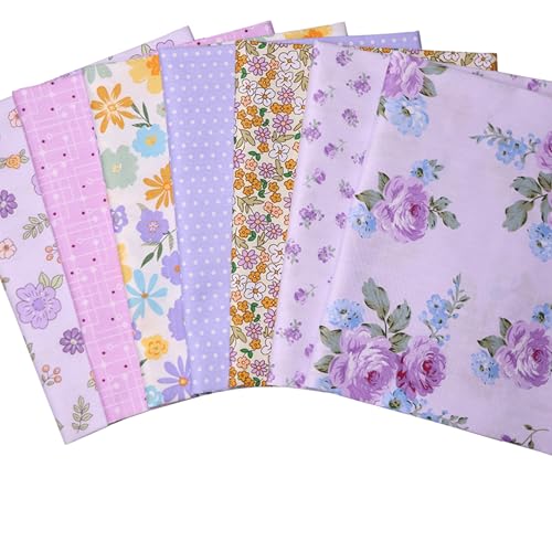 Purple Cotton Fabric Bundles, 7 pcs Precuts 15.7" x 19.7" - color: Purple Garden