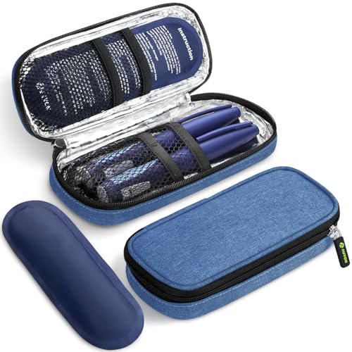 AUVON Lightweight Insulin Cooler Travel Case, 3-Layer Thickened Insulation - color: Blue