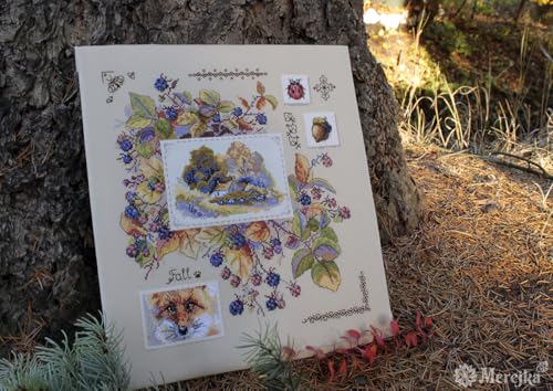 Merejka Counted Cross Stitch kit Autumn Sampler 30x32cm