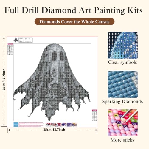 5D Halloween Ghost Diamond Painting Kits for Adults,Gothic Diamond Art Kits - color: KM1188-1