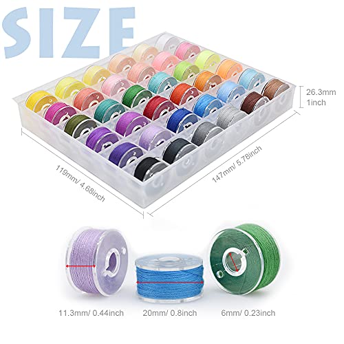 72Pcs Bobbins Sewing Threads Kit, 36 Colors Spools 360Yards per Polyester Thread, 36 Colors Prewound Bobbin with Case for Hand Machine Sewing