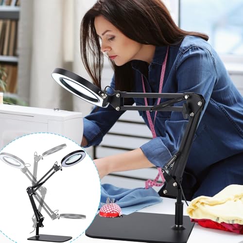 LED Magnifying Desk Lamp with Stand and Clamp for Repair, Crafts, Reading - size: 20Inch Stand and Clamp