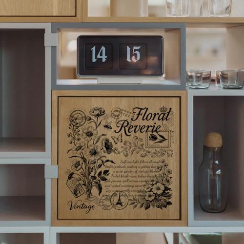 Peacoblue Black Text Vintage Flowers Rub On Transfers for Furniture 6"x12" - style: Black Text Vintage Flowers