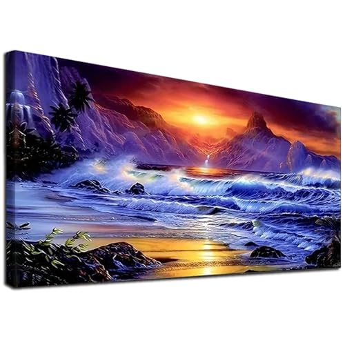 JATOK Diamond Painting Kit for Adults, Ocean Sunset, 27.5 x 15.7 in - color: Rust
