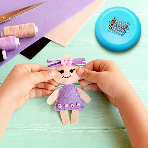 Chuangdi 2 Pieces Magnetic Sewing Pincushion Round Magnetic Cushion Magnetic Pin Holder Sewing Pin Storage Case Round Needle Cushion Tool for Sewing DIY Projects (Blue)