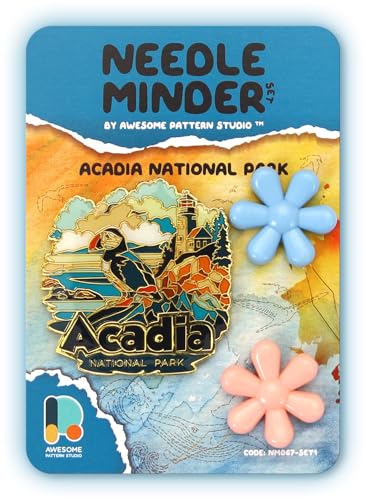 Awesome Pattern Studio Needle Minder Set - Acadia National Park Magnetic Needle Minder. Enamel Pin for Cross Stitch, Embroidery and Craft (Set #1) - color: Set #1
