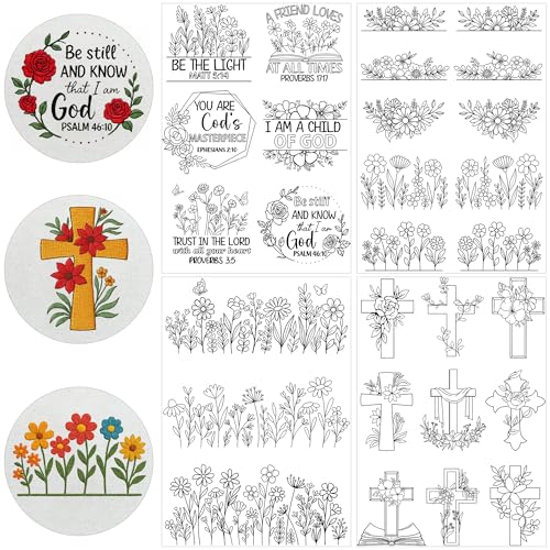 Bible Flower Embroidery Patterns, Water Soluble Stick and Stitch Paper