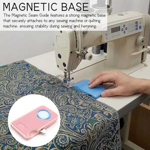 Magnetic Seam Guide for Sewing Machine - Hemmer Guide and Seam Rippers with Scale, Multi-Purpose Sewing Tool and Gadgets for Home Handicraft DIY (Pink) - color: Pink