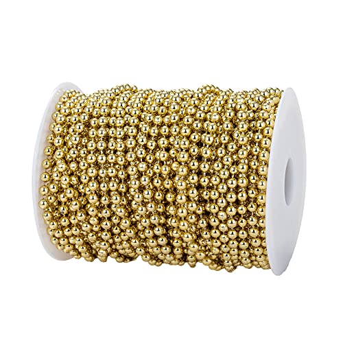 5mm Crafts Faux Pearl Beads Garland Pearl Bead Roll Strand of Pearls to Decorate Floral Centerpieces Wedding Party Favor Christmas Tree(99Feet Gold) - color: Gold, size: 5 mm