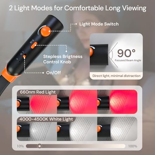 Neck Reading Light with 660nm Red Light Therapy Eye Care at Night