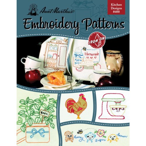 Aunt Martha's 400 Kitchen Designs Embroidery Transfer Pattern Book, Over 25 Iron On Patterns - size: 8.27 x 11.69 inches, style: European